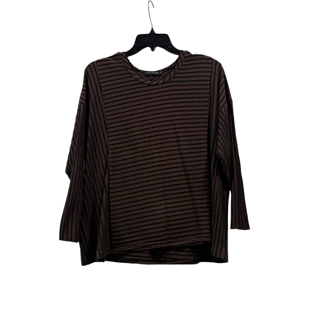 Cut Loose Brown Striped Boxy Tee Size S ALTERED